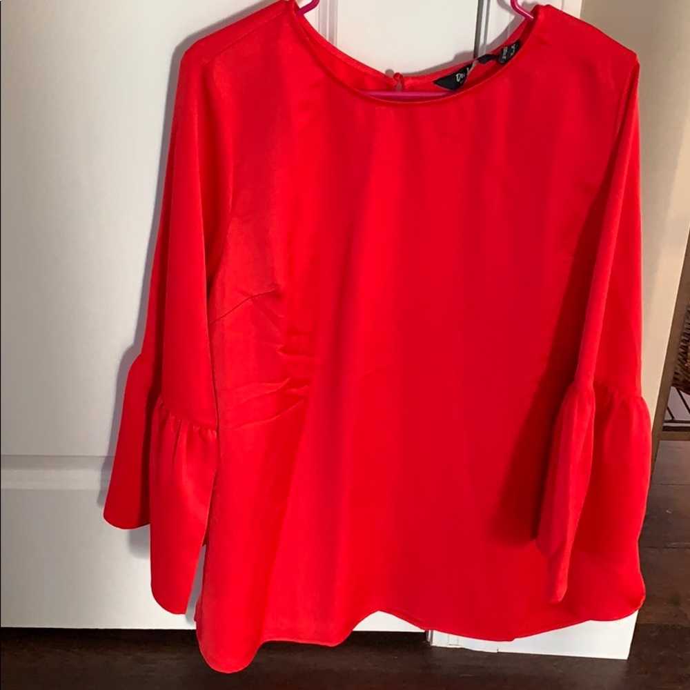 Beautiful bright red blouse with bell sleeves